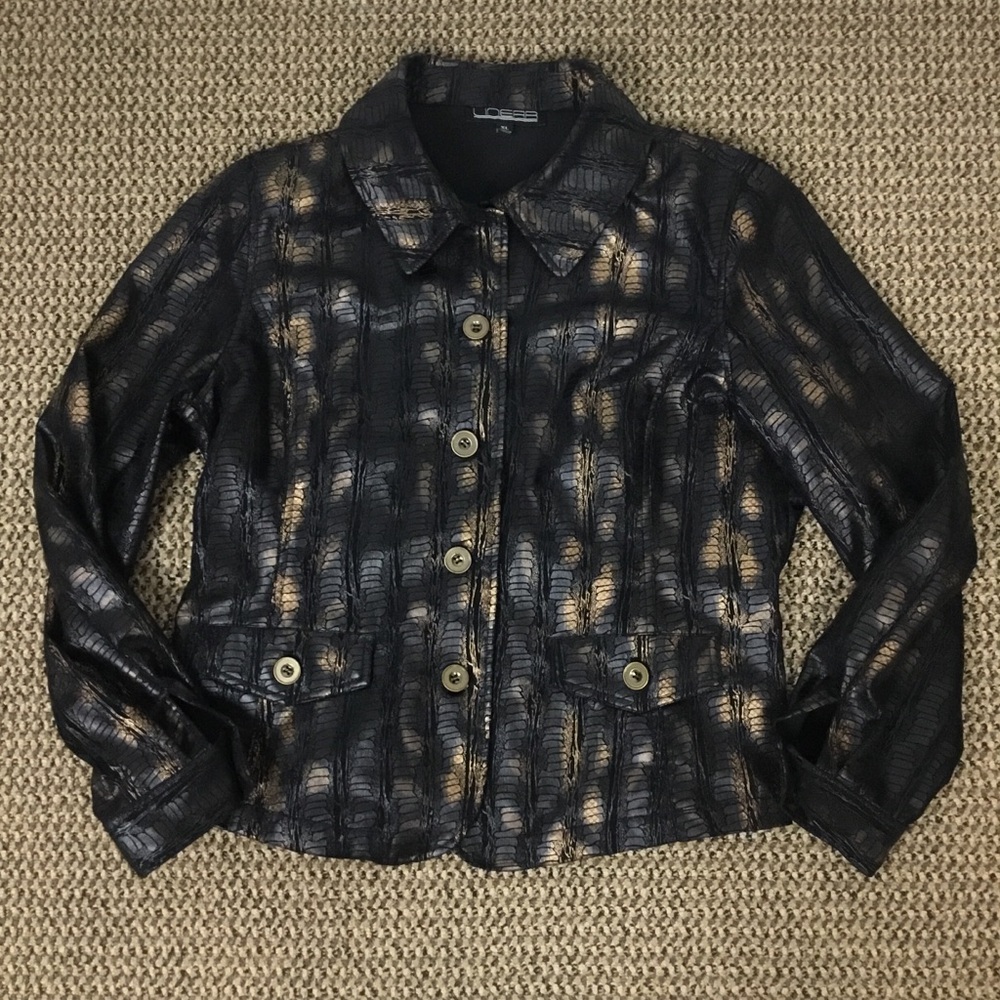 LINEAR Faux Crocodile Button Up Shacket size XL